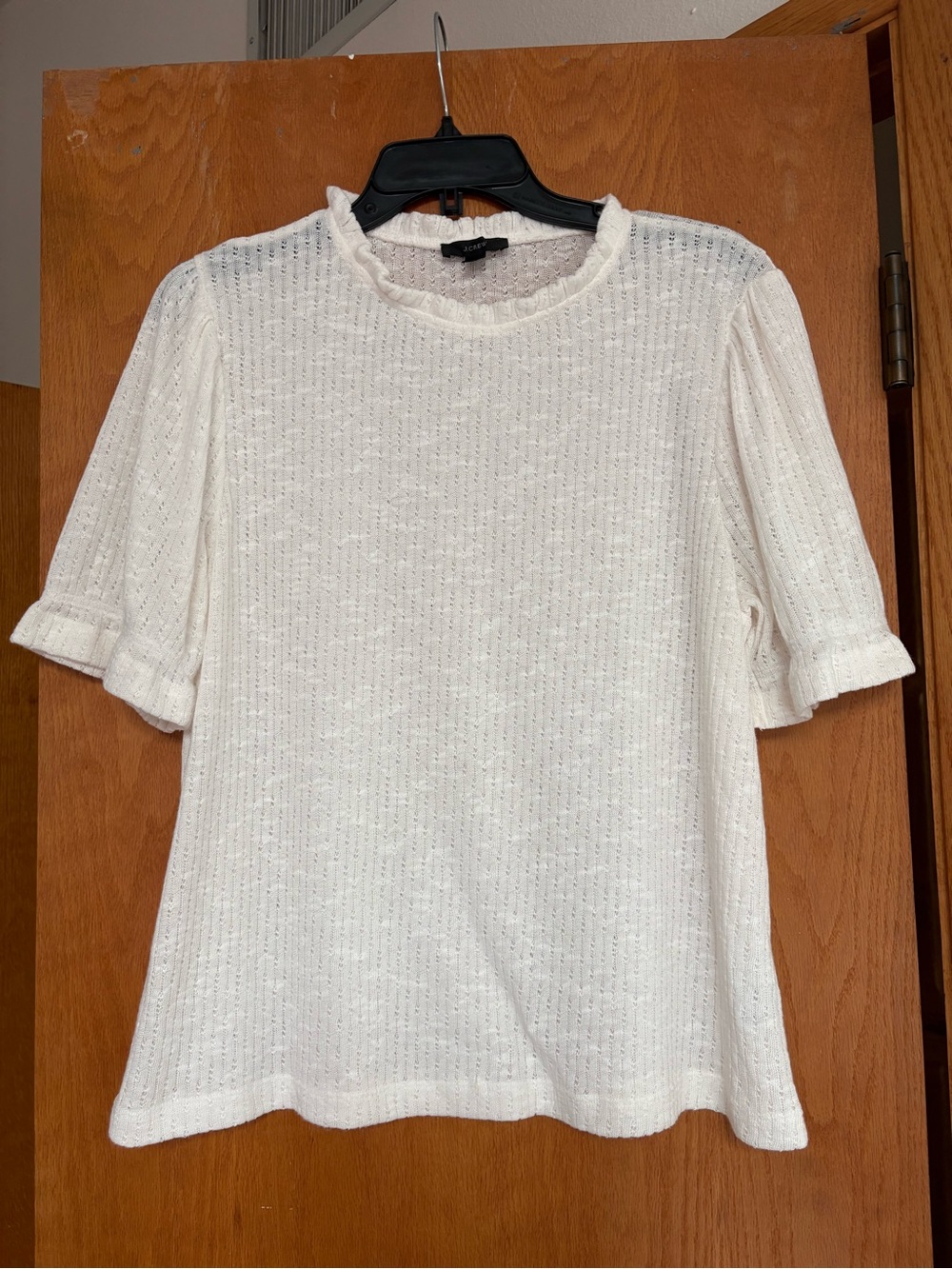 EUC J Crew cream ruffle sweater top XL